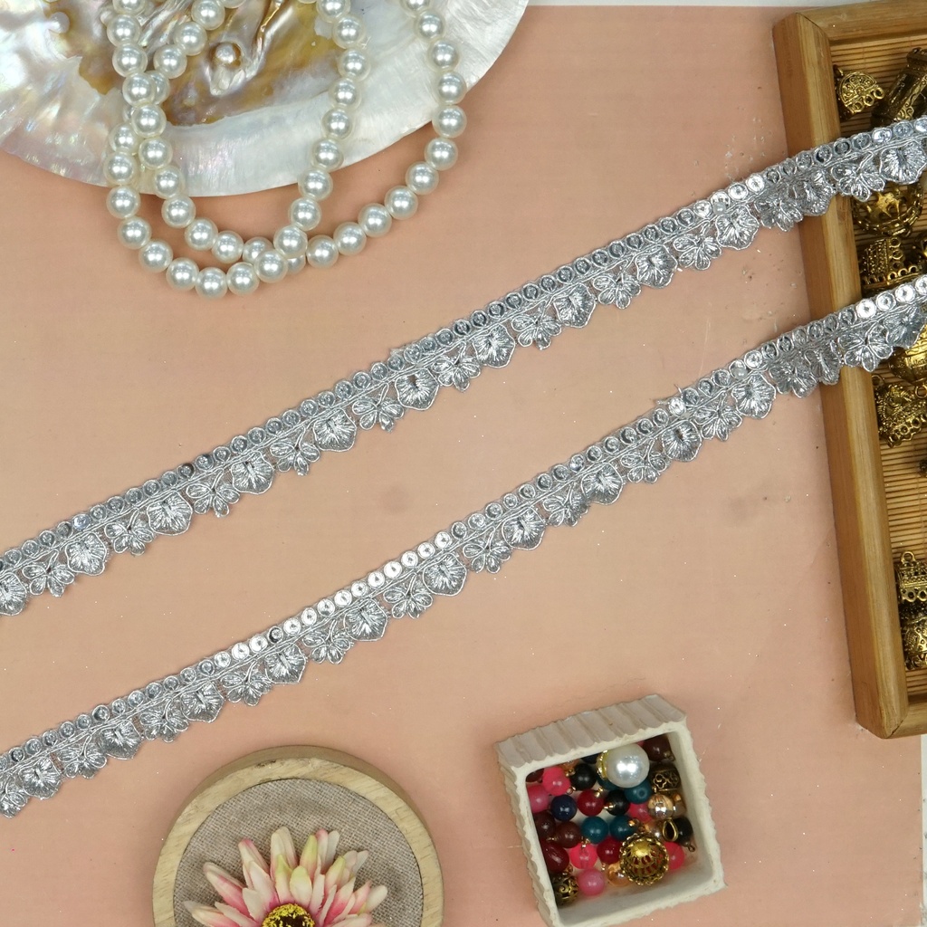 Fancy Metallic Yarn Sequence Lace