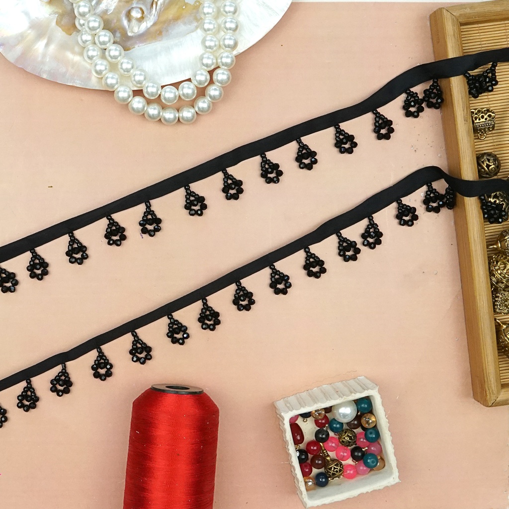 Glass Beads, Crystals, Hanging Lace