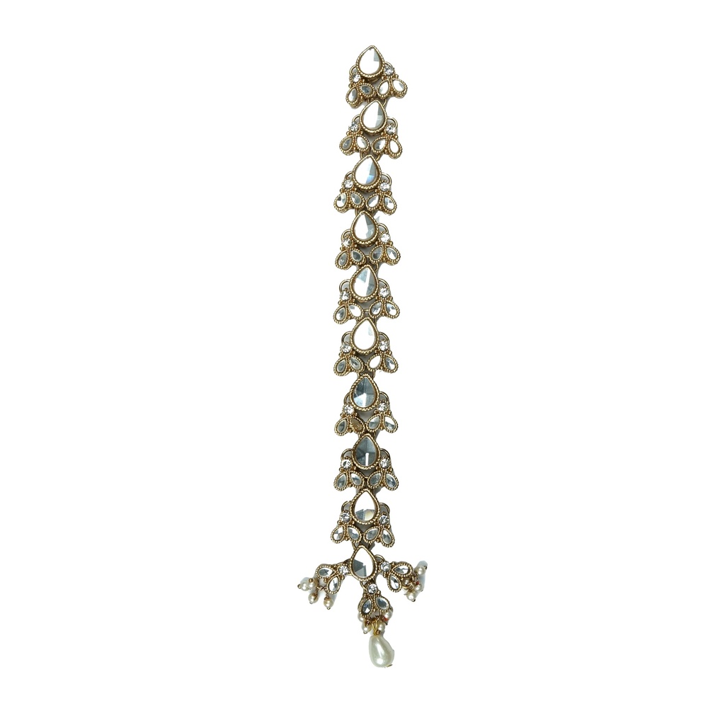 Gold Base Fancy Kundan Button Patti