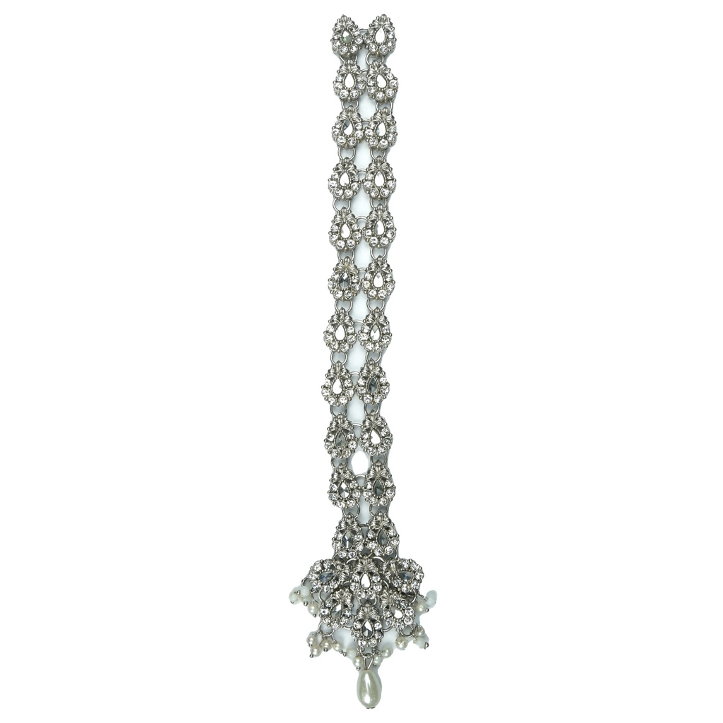 Silver Base Fancy Kundan Button Patti