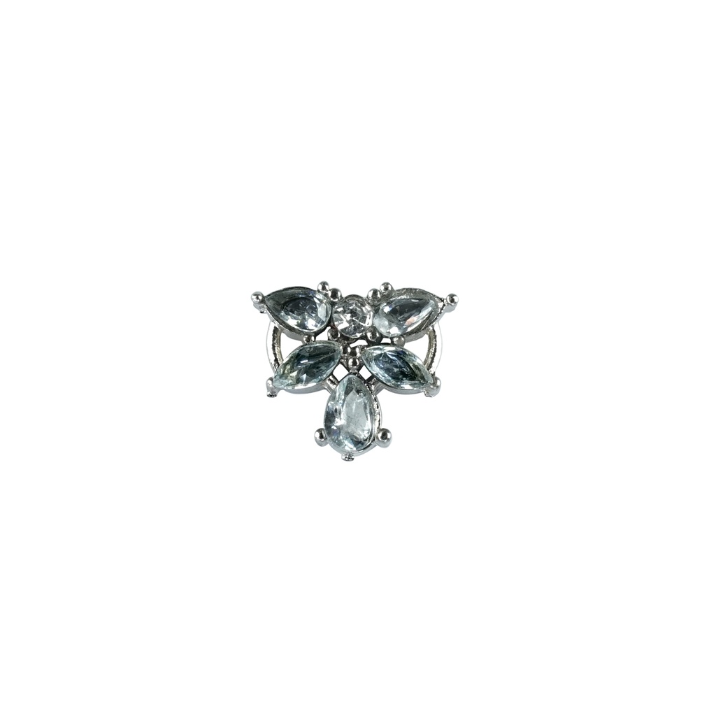 Silver Base Butterfly Design Fancy Kundan Button