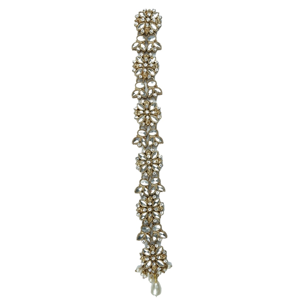 Gold Base Fancy Kundan Button Patti