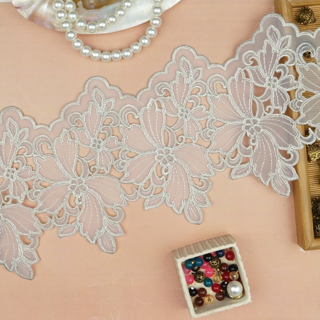 Fancy Metallic Yarn Organza Lace