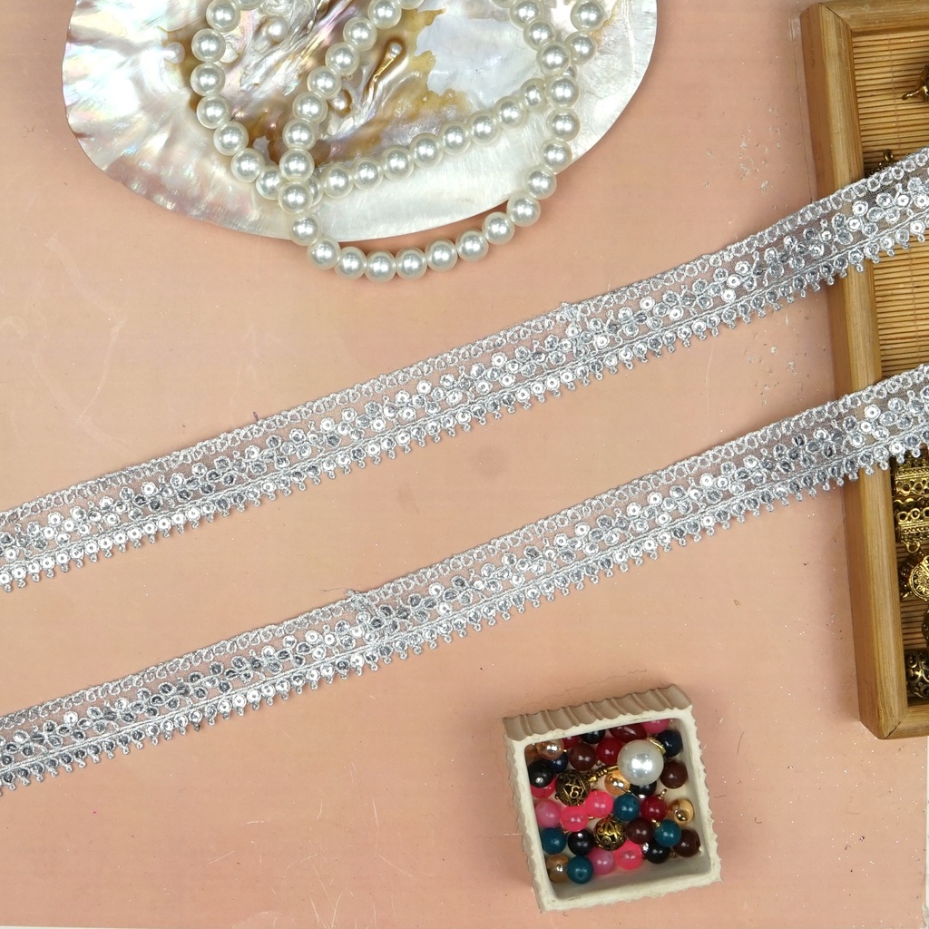 Fancy Metallic Yarn Sequence Lace