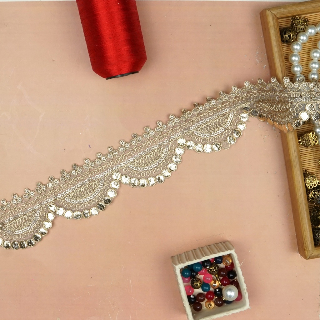 Fancy Metallic Yarn Sequence Lace