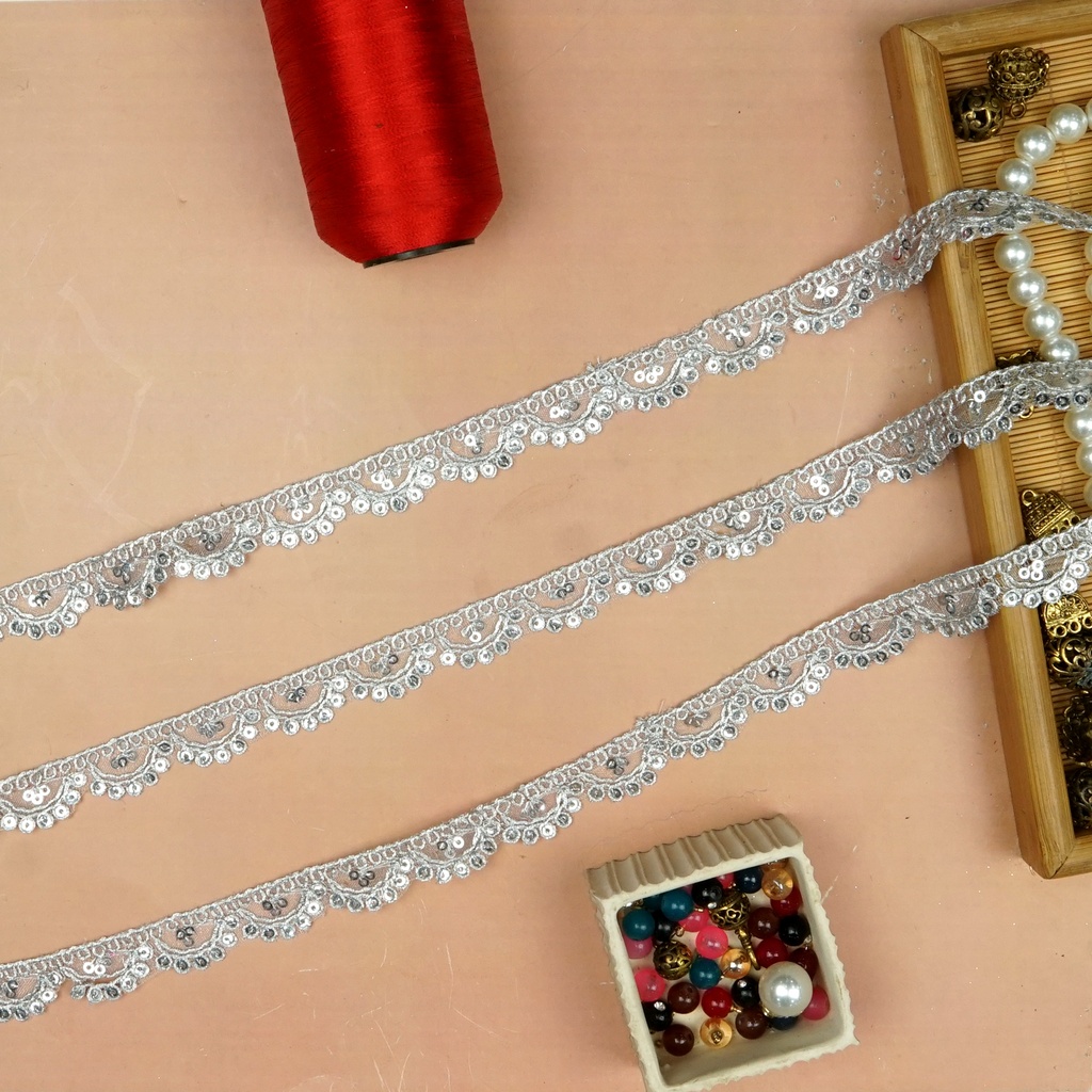 Fancy Metallic Yarn Sequence Lace