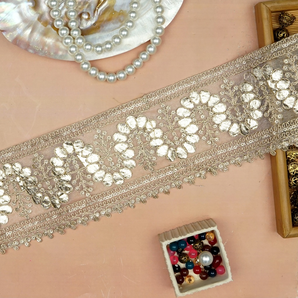 Fancy Metallic Yarn Sequence Lace