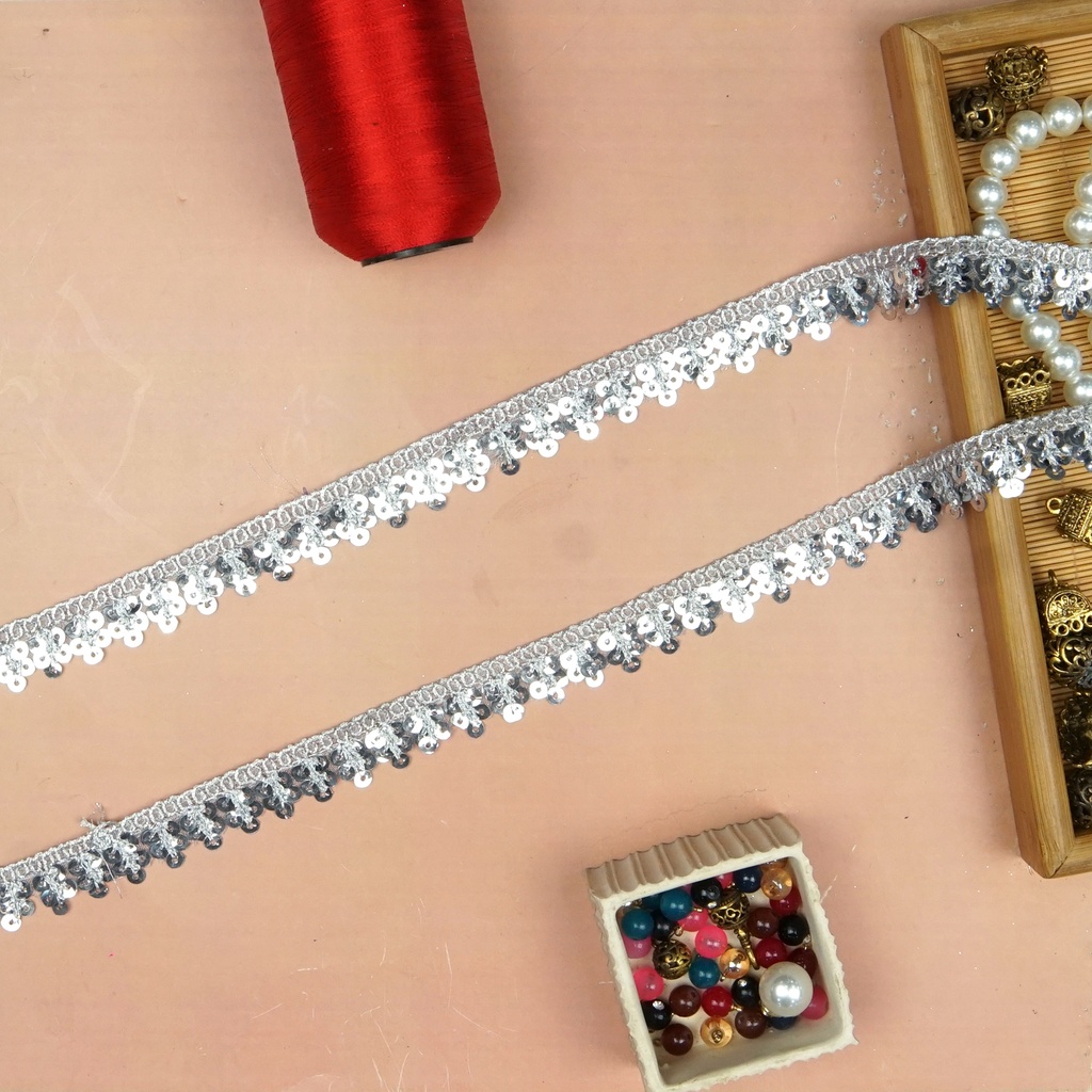 Fancy Metallic Yarn Sequence Lace