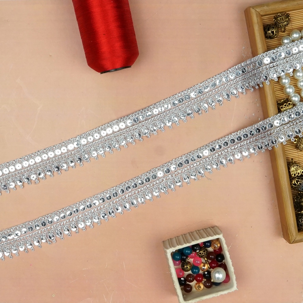 Fancy Metallic Yarn Sequence Lace