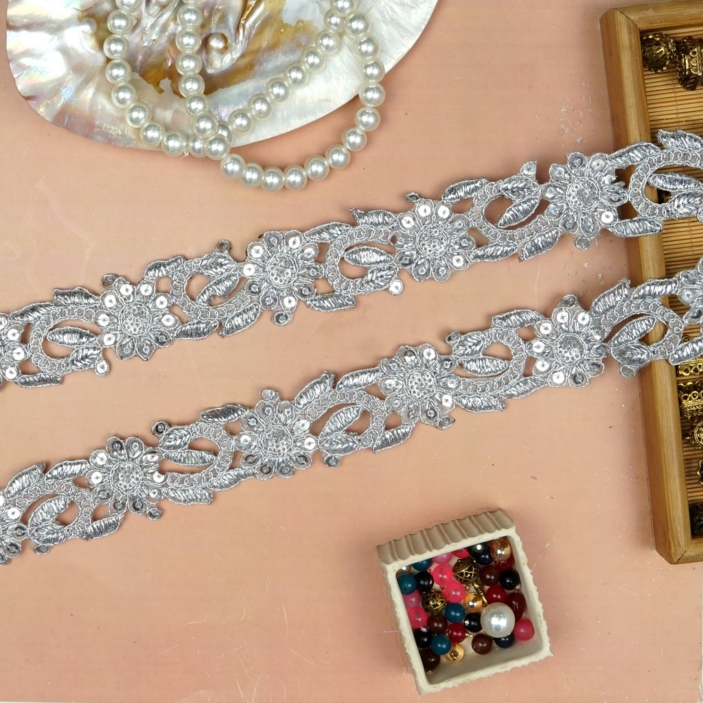 Fancy Metallic Yarn Sequence Lace