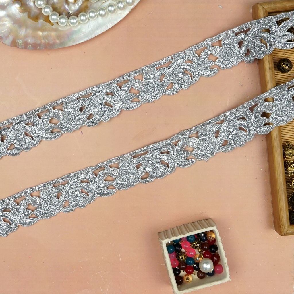 Fancy Metallic Yarn Sequence Lace