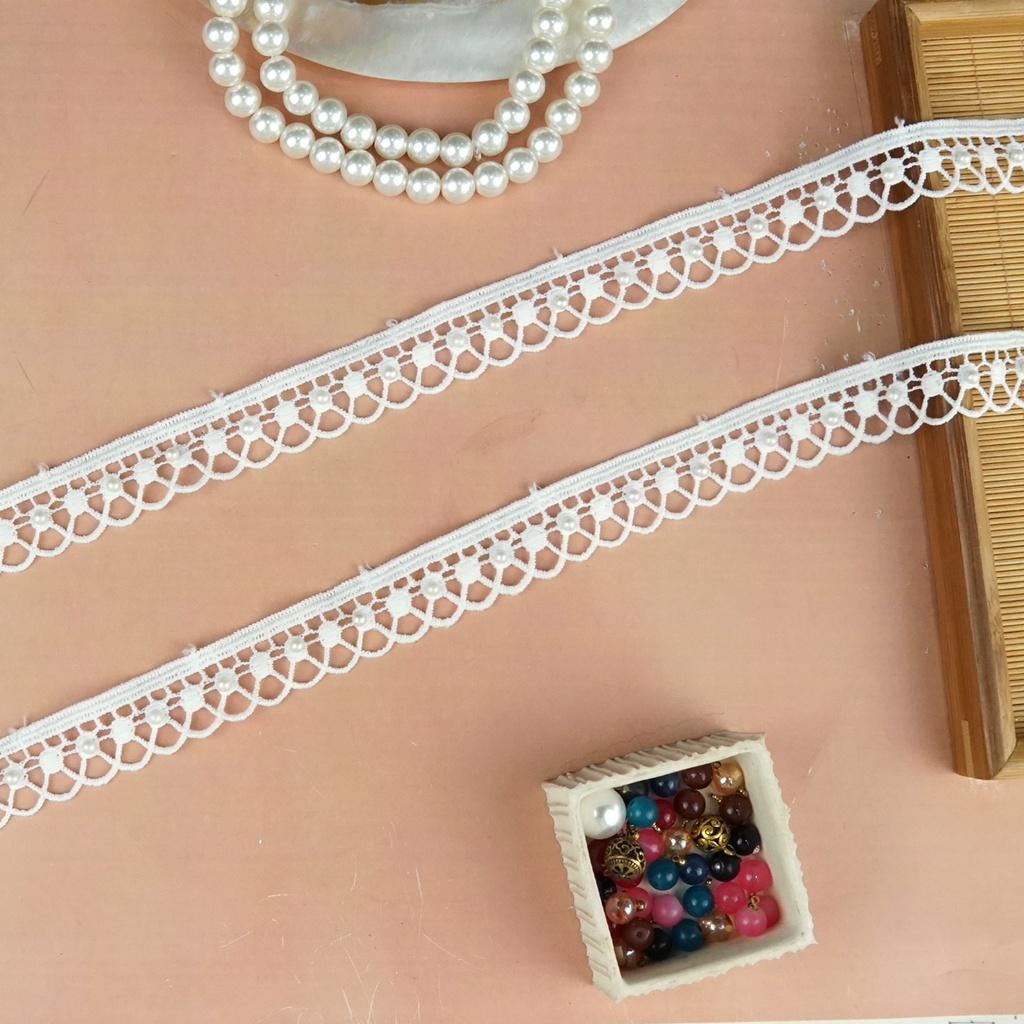 One Side Border Lace With Pearl