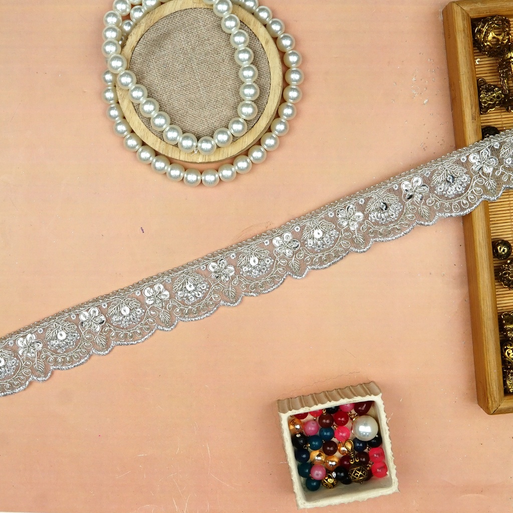 Fancy Metallic Yarn Sequence Lace