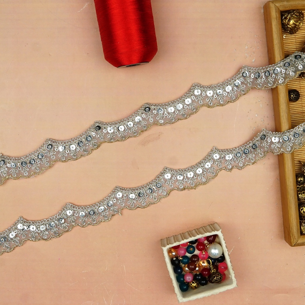 Fancy Metallic Yarn Sequence Lace