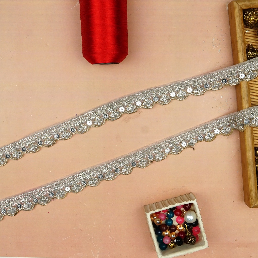 Fancy Metallic Yarn Sequence Lace