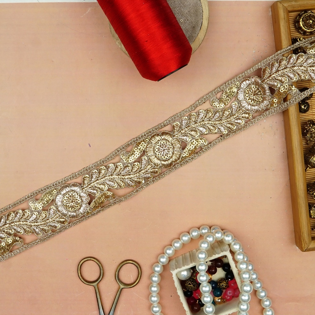 Fancy Metallic Yarn Sequence Lace