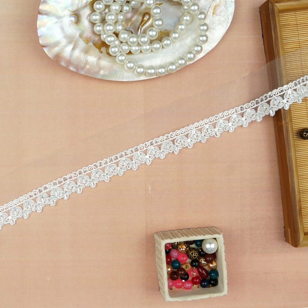 Fancy Glass Beads Sequence Lace