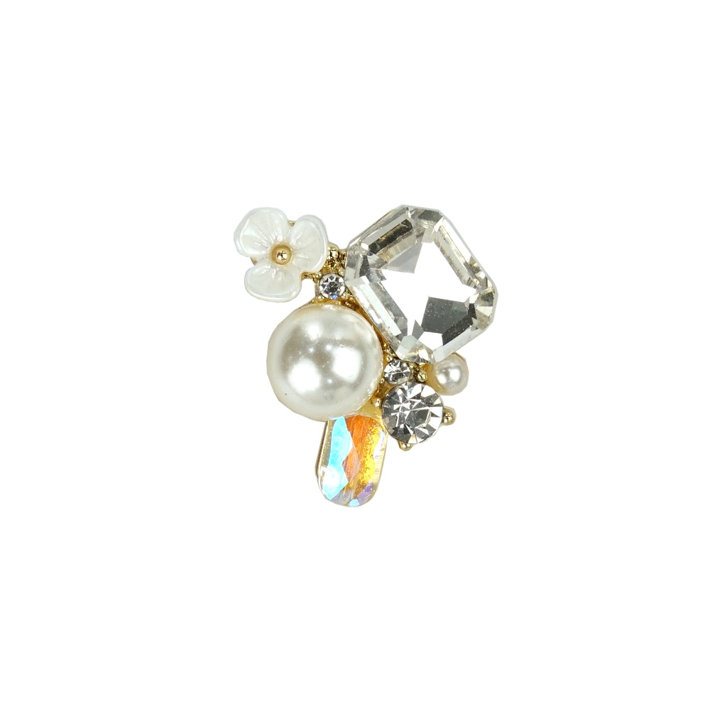 Crystals Flower With Pearl Fancy Button