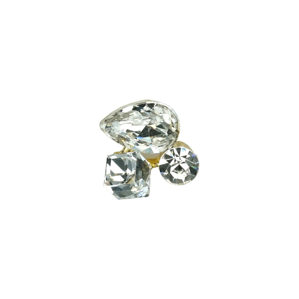 Gold Base Vintage Design Crystals Fancy Button