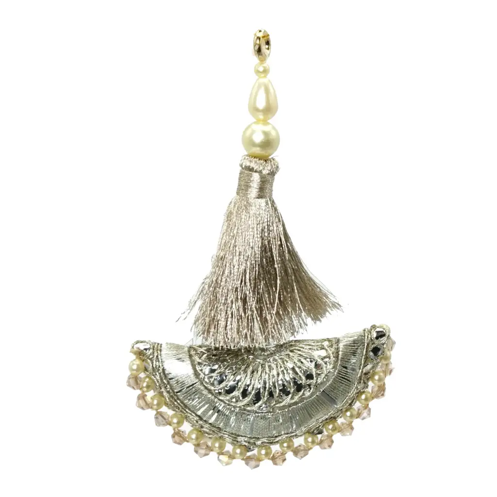 Fancy Metallic Yarn Gota Crystal Tassel