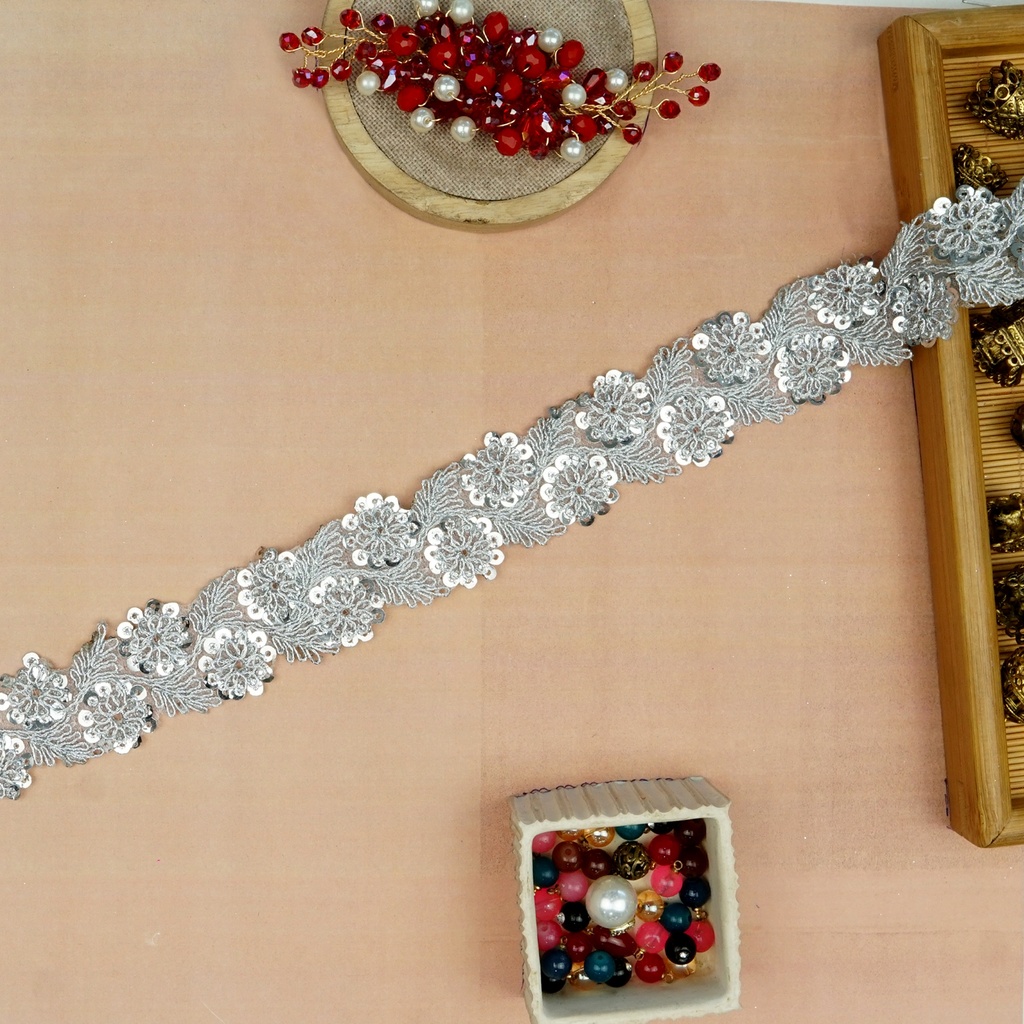 Fancy Metallic Yarn Sequence Lace