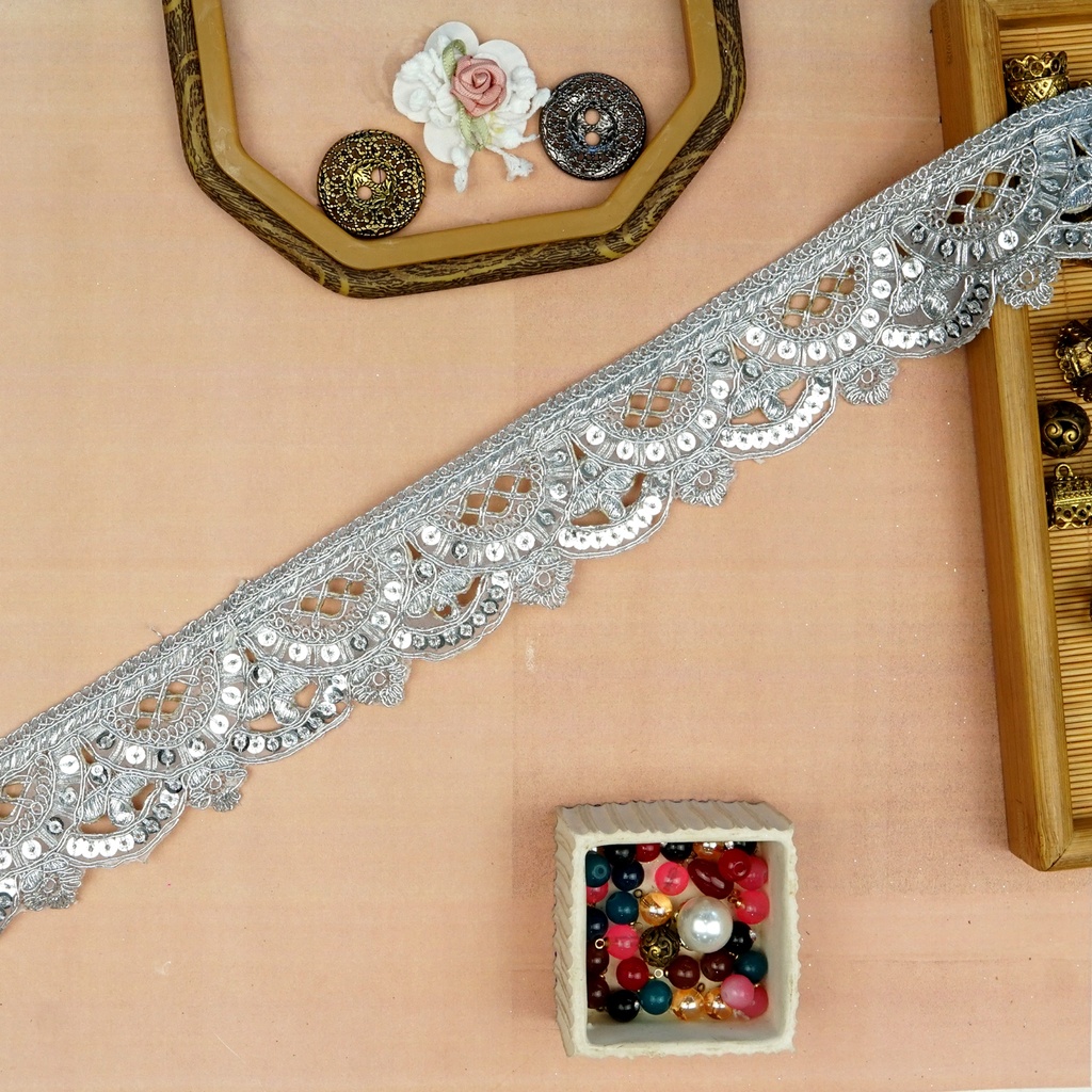 Fancy Metallic Yarn Sequence Lace