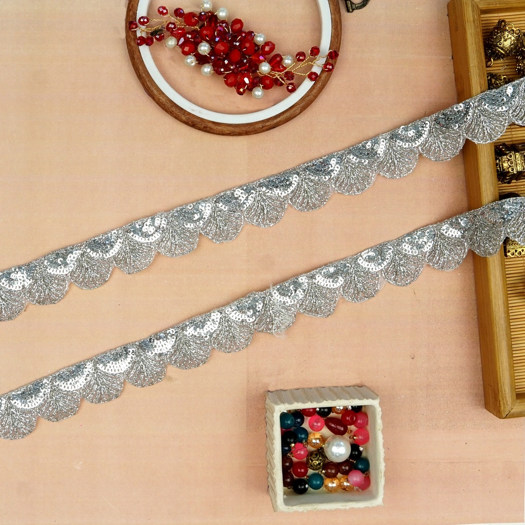Fancy Metallic Yarn Sequence Lace