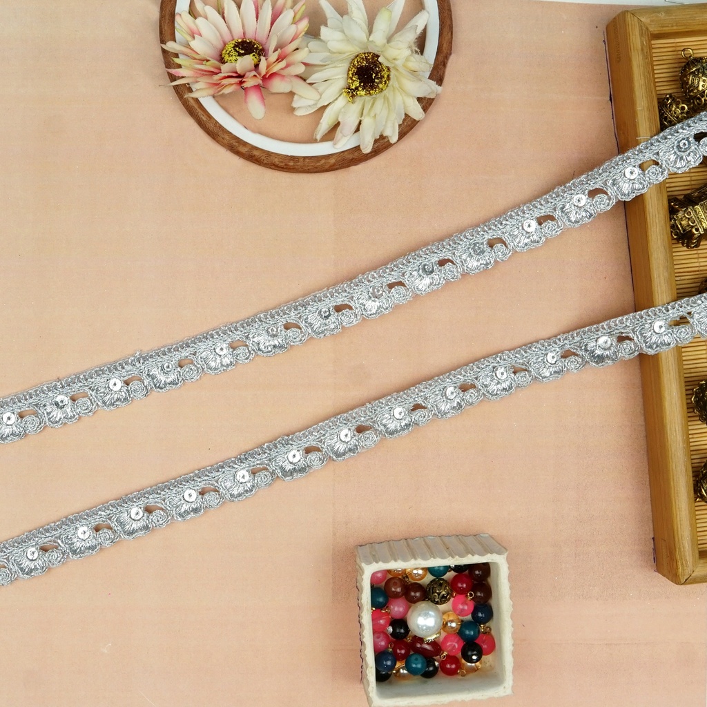 Fancy Metallic Yarn Sequence Lace