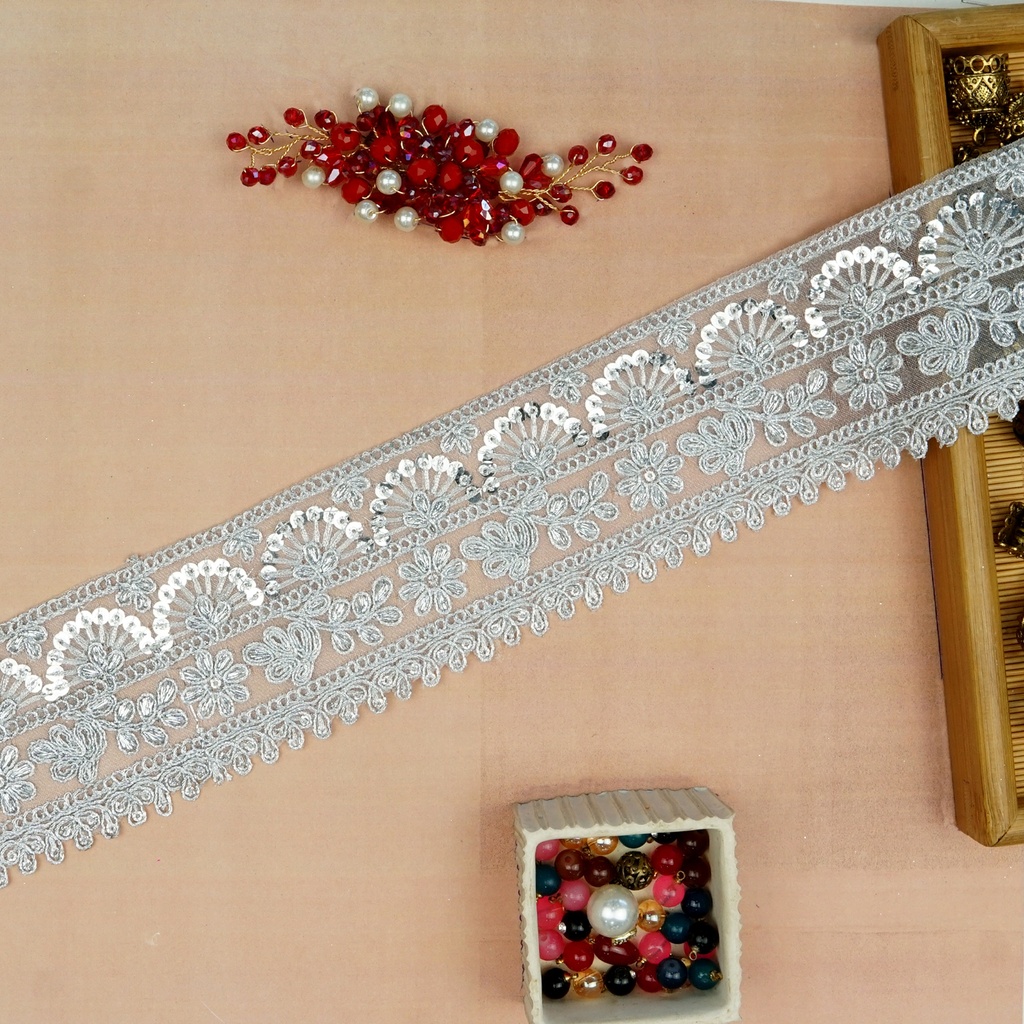 Fancy Metallic Yarn Sequence Lace