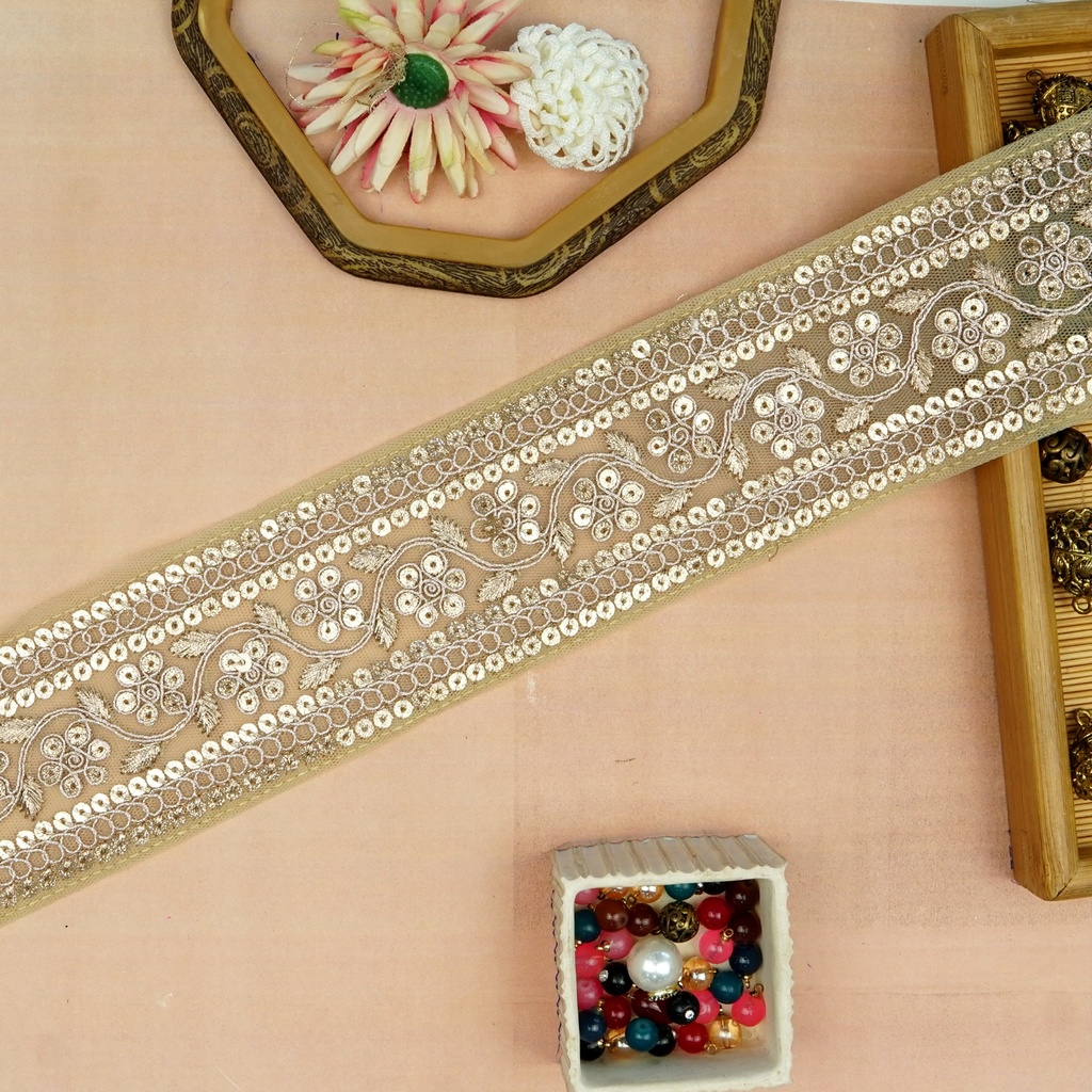 Fancy Metallic Yarn Sequence Lace