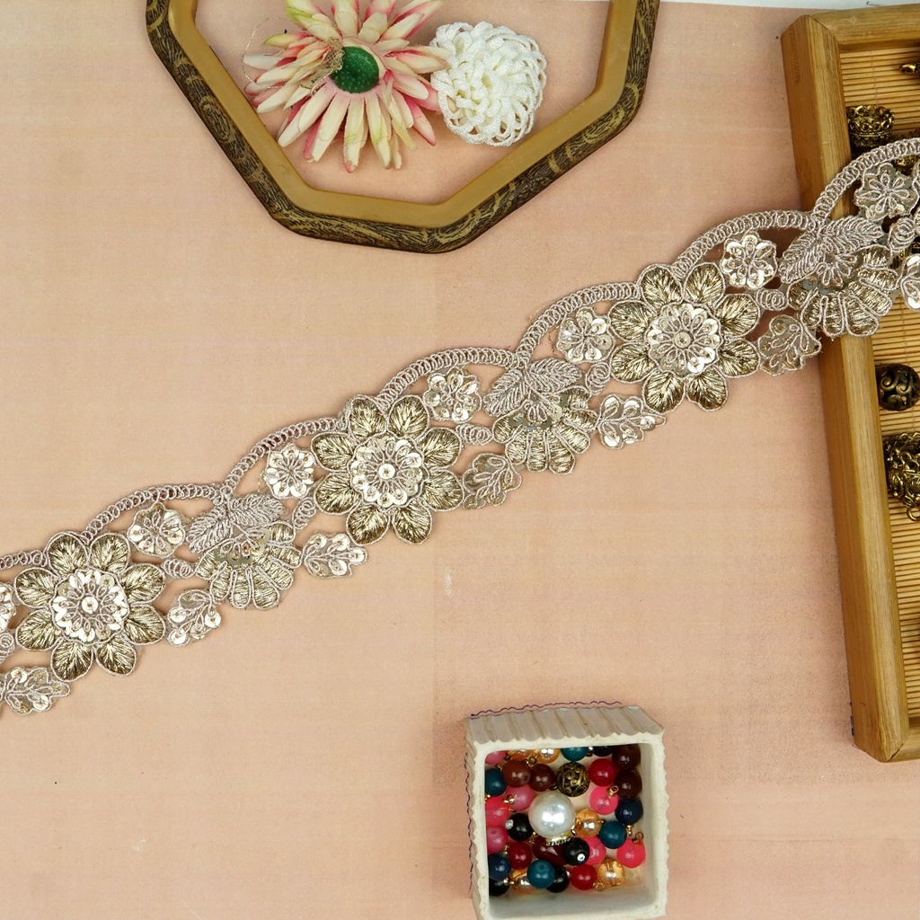 Fancy Metallic Yarn Sequence Lace