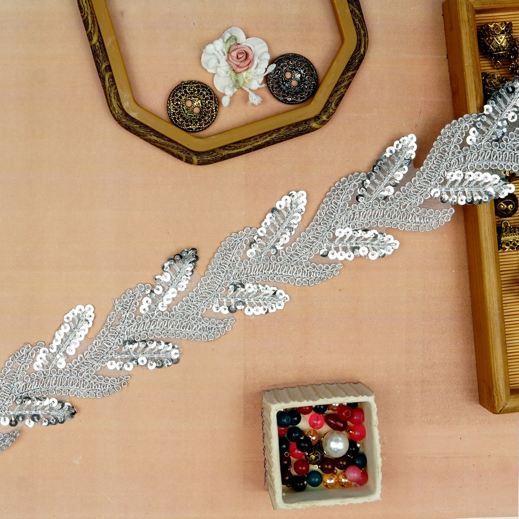 Fancy Metallic Yarn Sequence Lace