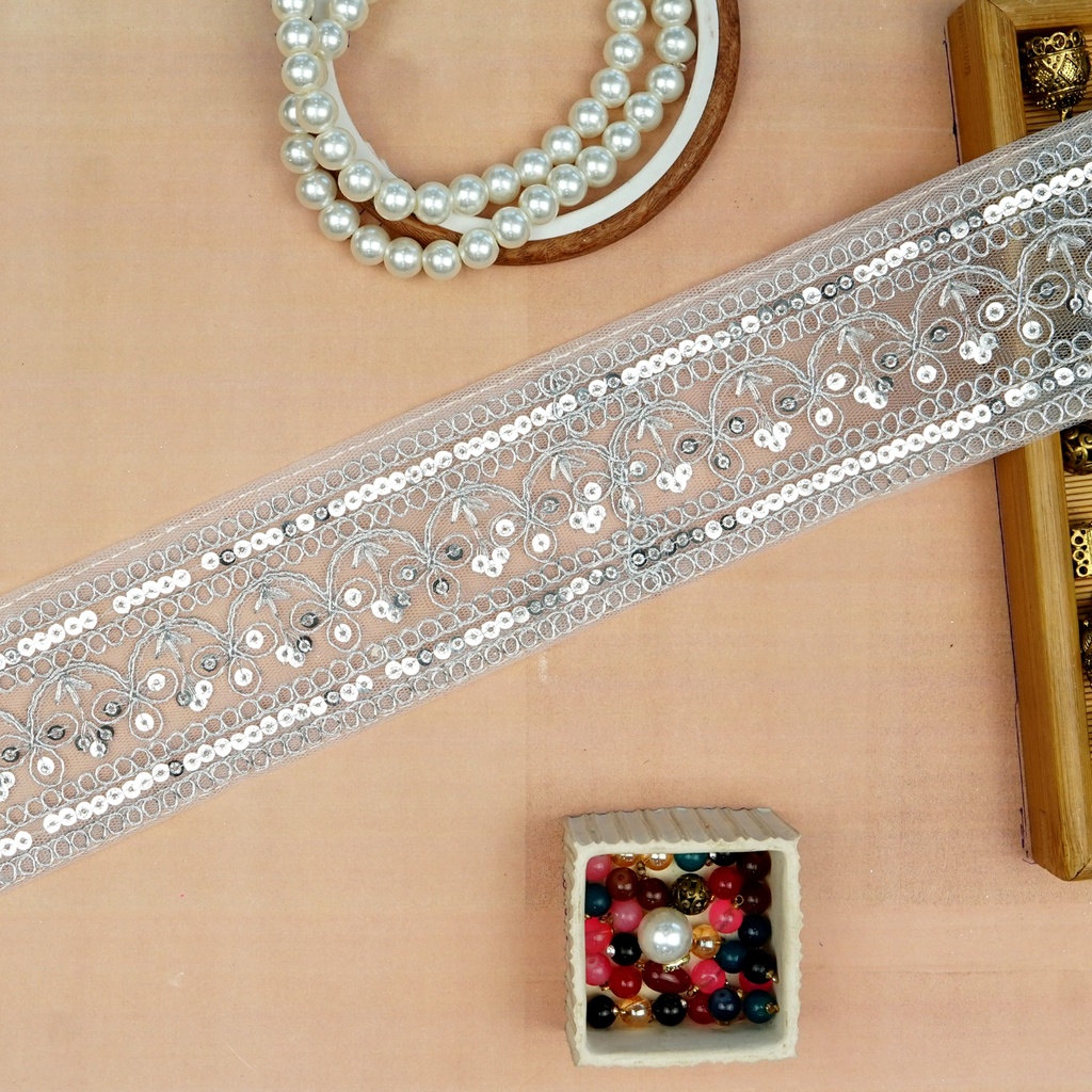 Fancy Metallic Yarn Sequence Lace