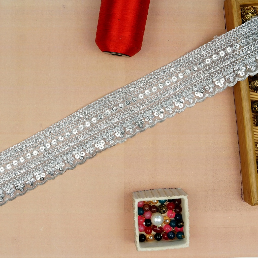Fancy Metallic Yarn Sequence Lace