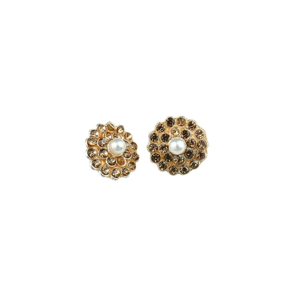 Gold Base Pearl Rhinestone Button