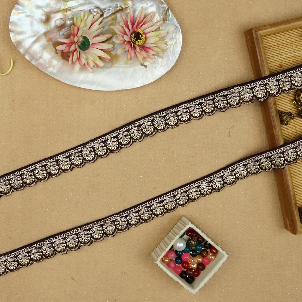 Fancy Metallic Yarn Sequence Lace