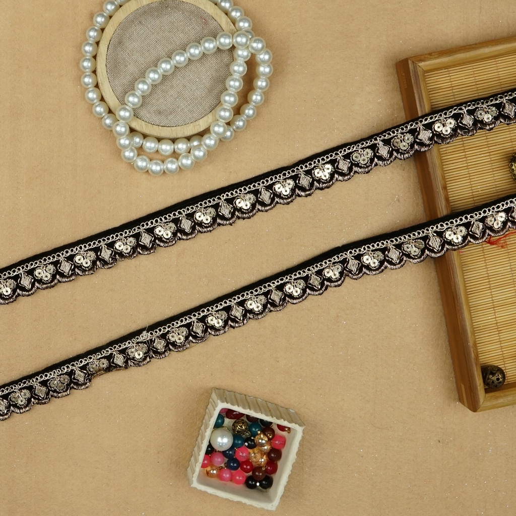 Fancy Metallic Yarn Sequence Lace
