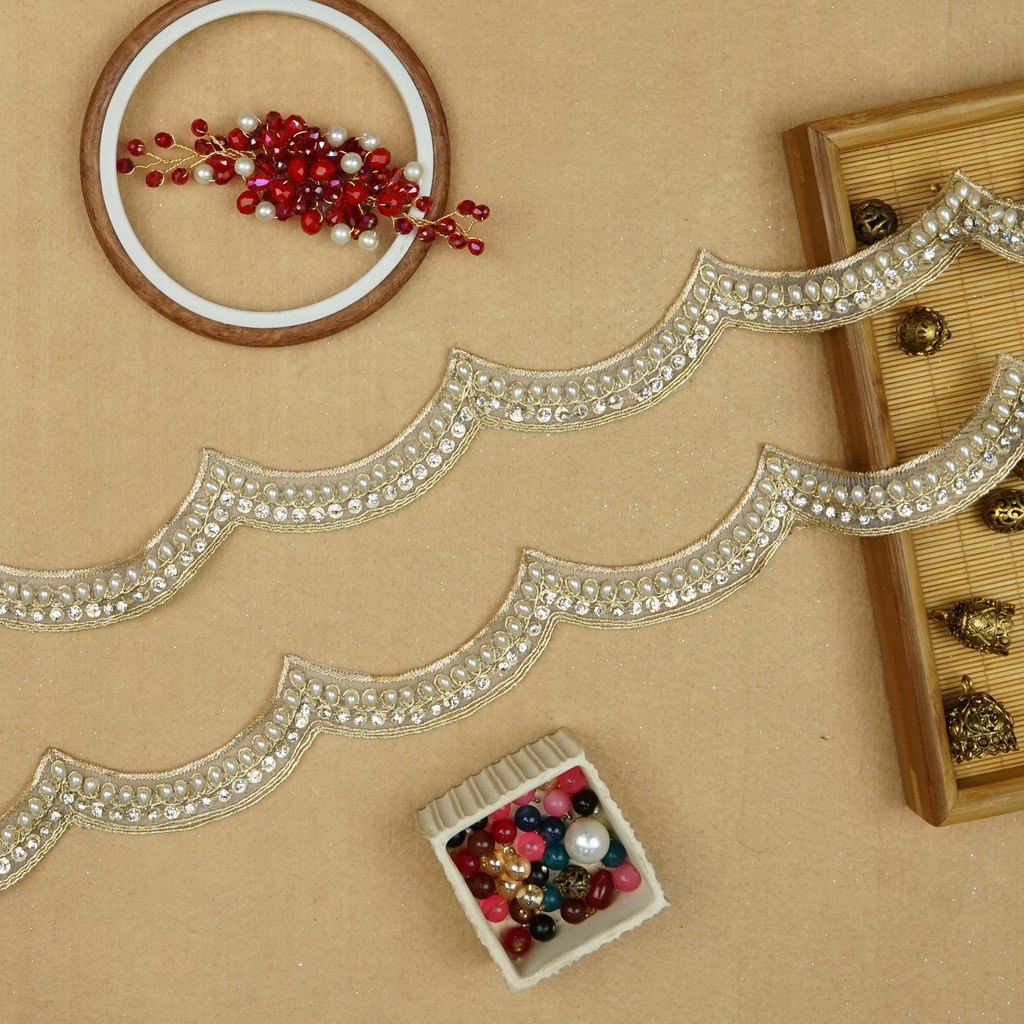 Fancy Metallic Yarn Crystal Lace