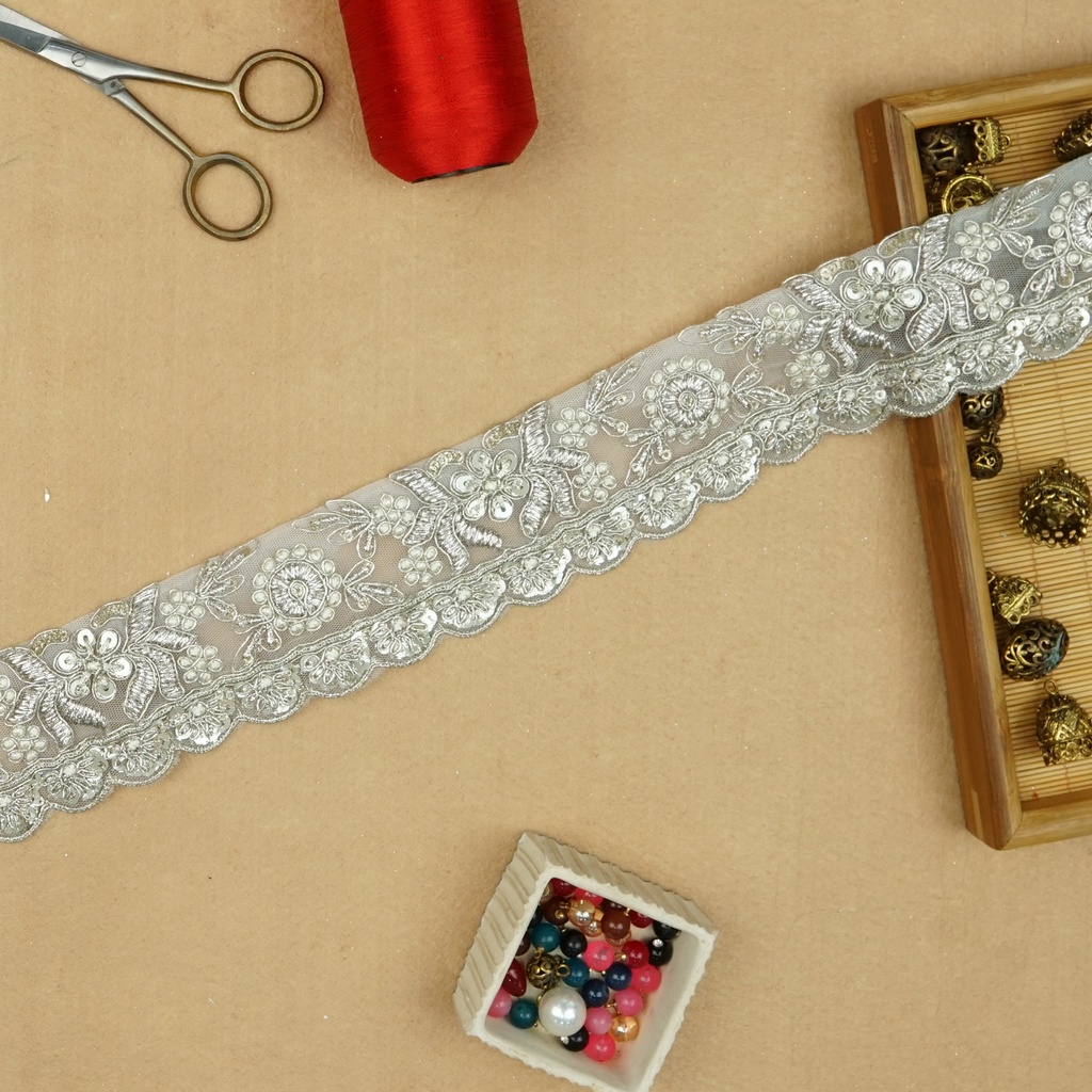 Fancy Metallic Yarn Sequence Lace