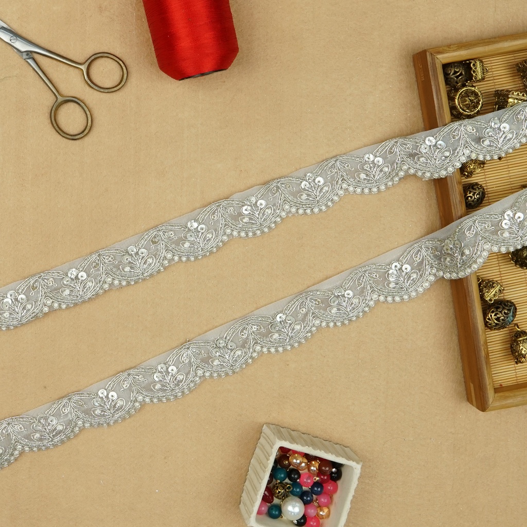 Fancy Metallic Yarn Sequence Lace