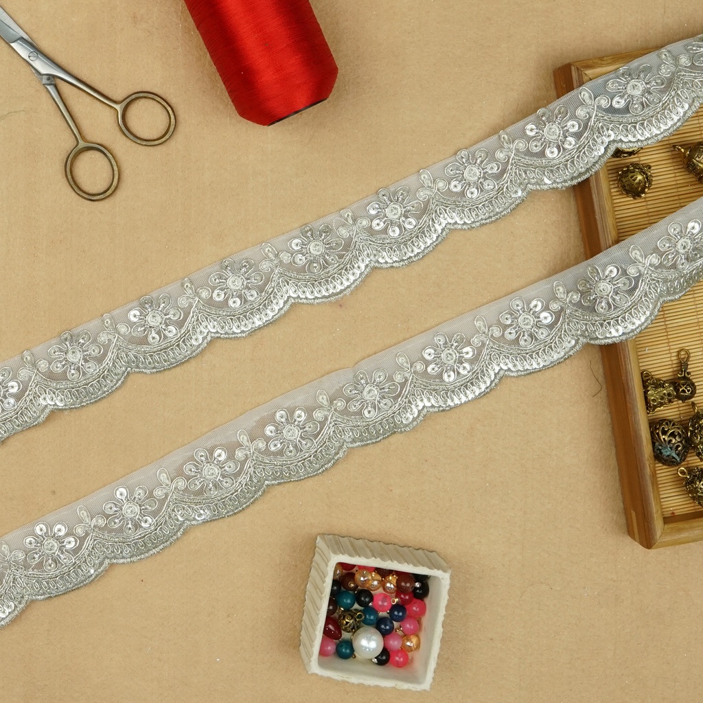 Fancy Metallic Yarn Sequence Lace