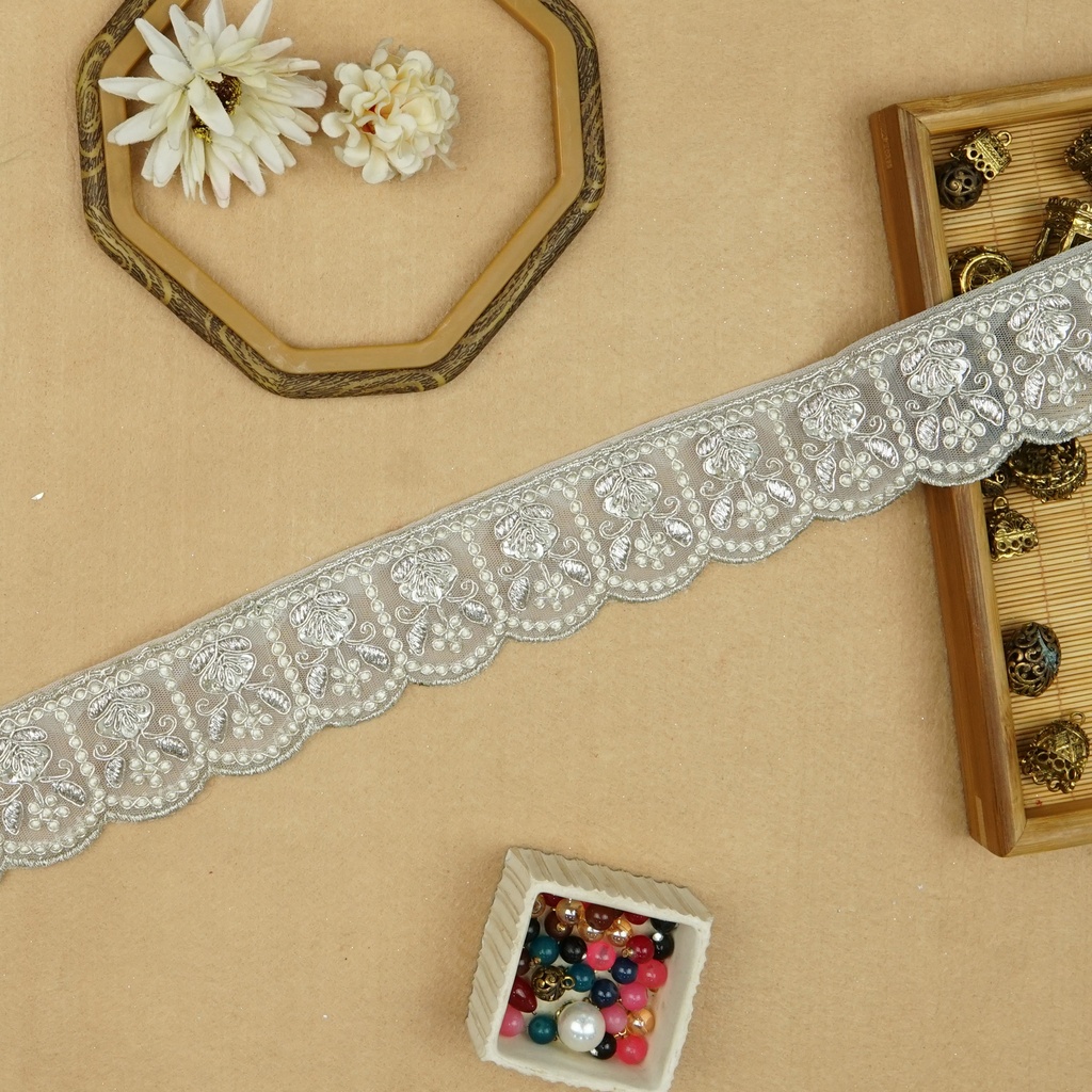 Fancy Metallic Yarn Sequence Lace
