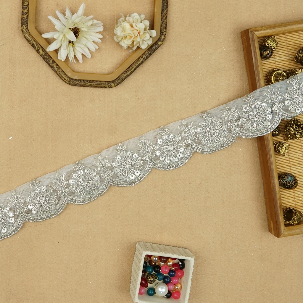 Fancy Metallic Yarn Sequence Lace