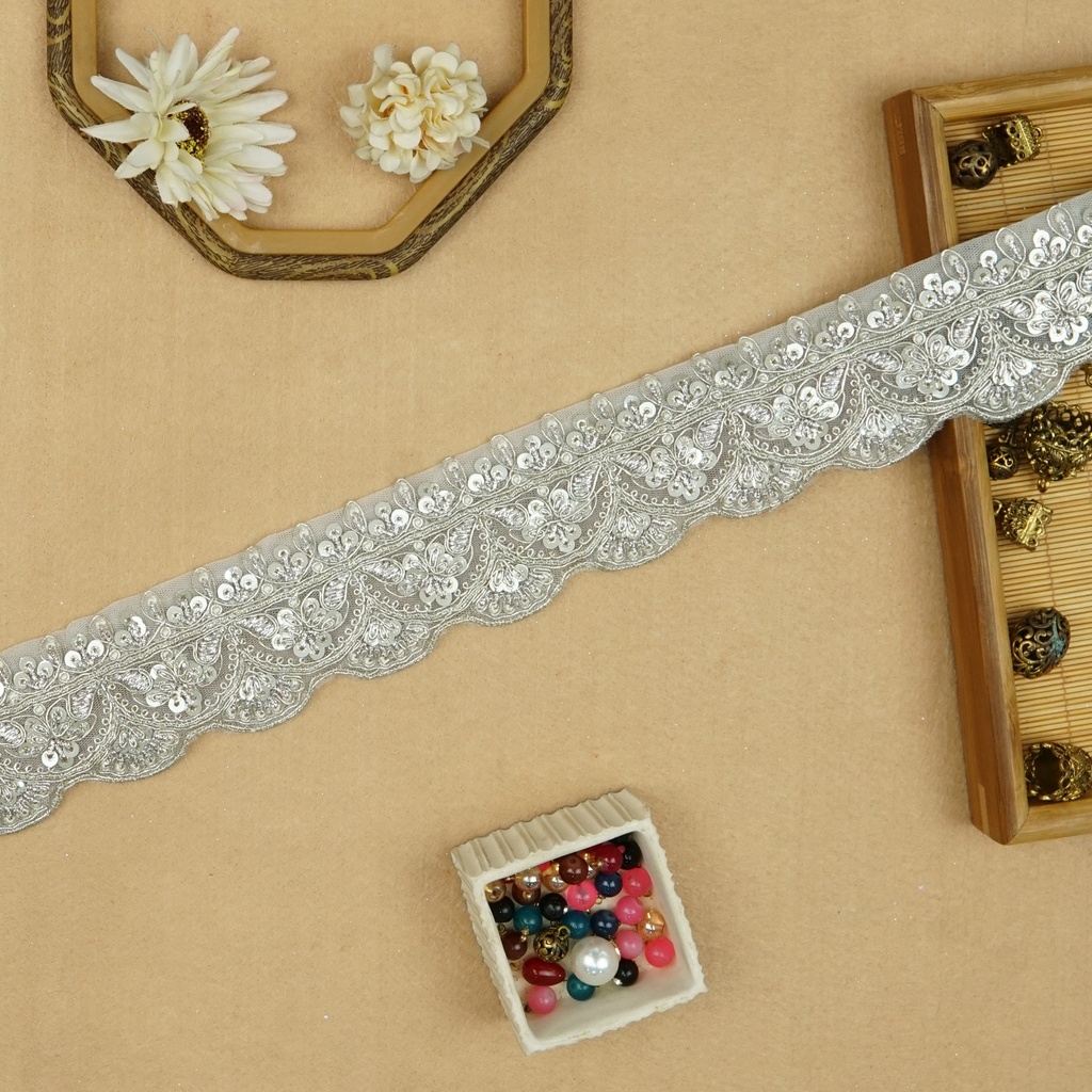 Fancy Metallic Yarn Sequence Lace
