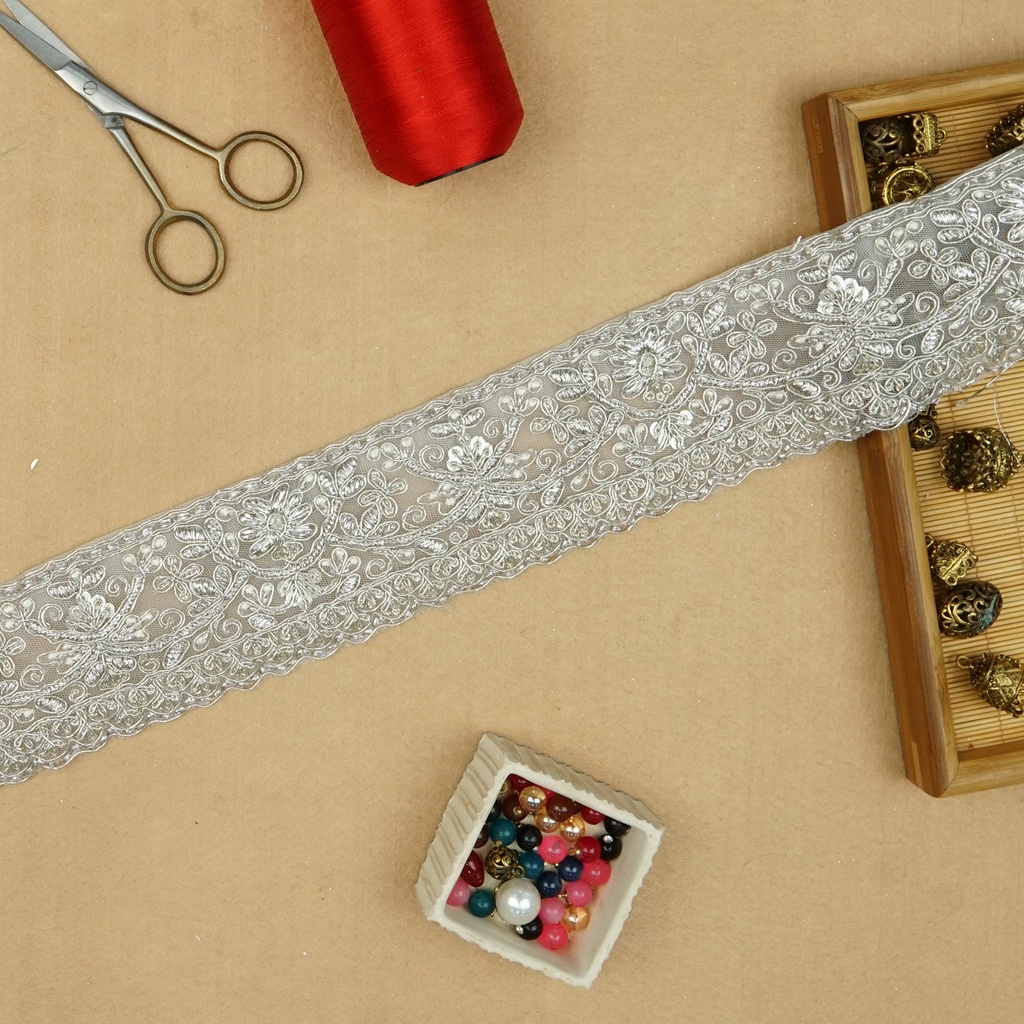 Fancy Metallic Yarn Sequence Lace