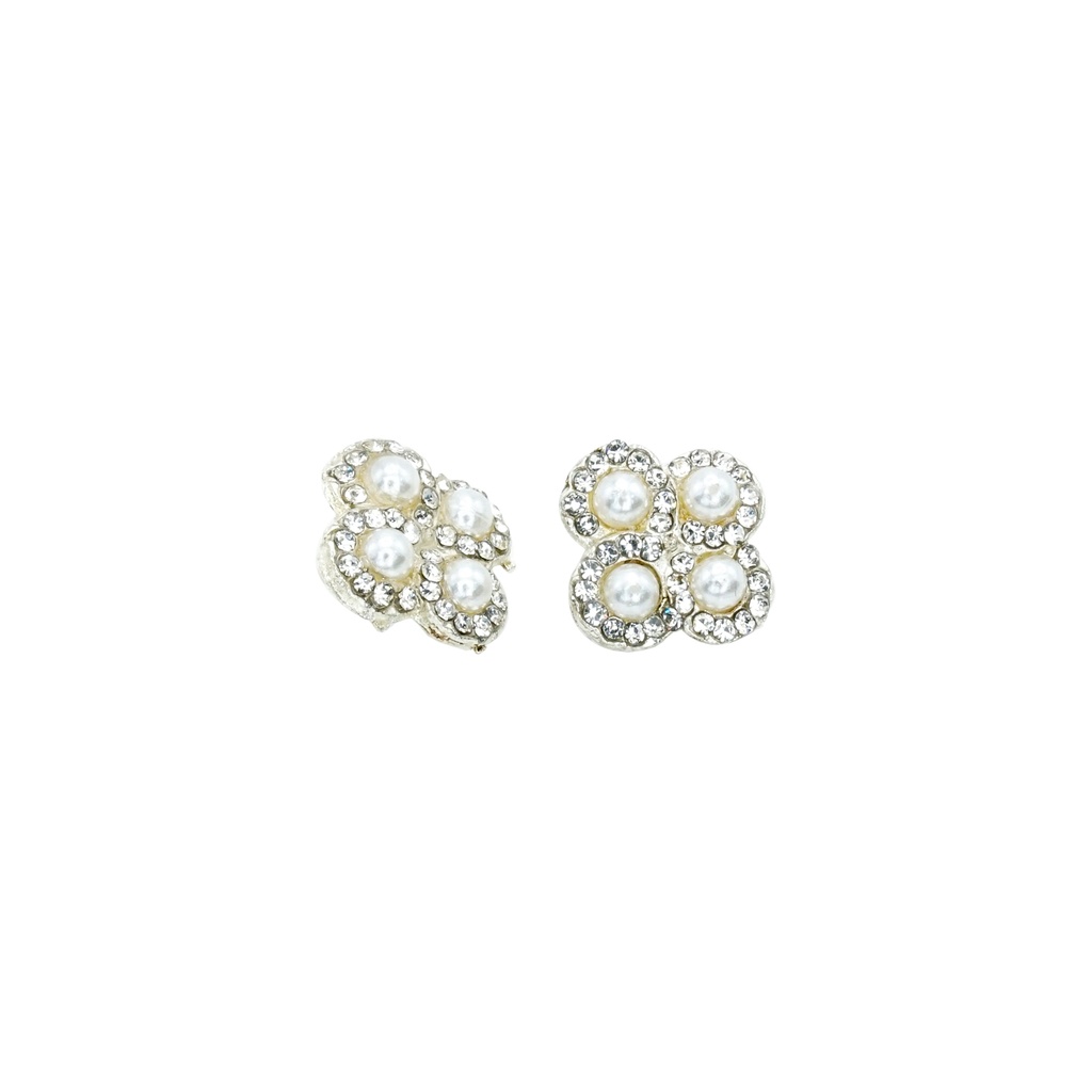 Silver Base Pearl Rhinestone Fancy Button