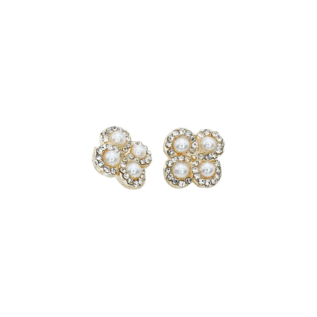 Gold Base Pearl Rhinestone Button