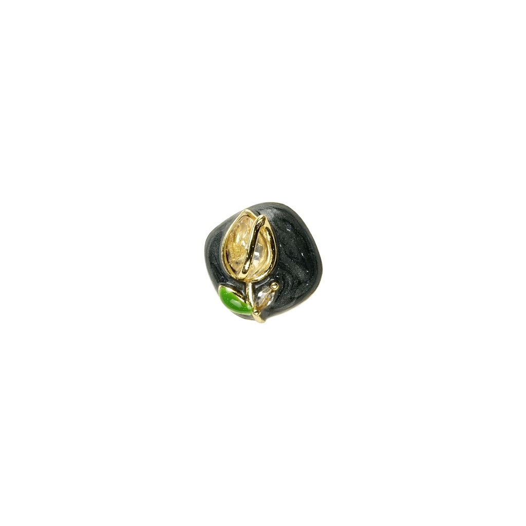Glossy Finish Crystal Flower Button