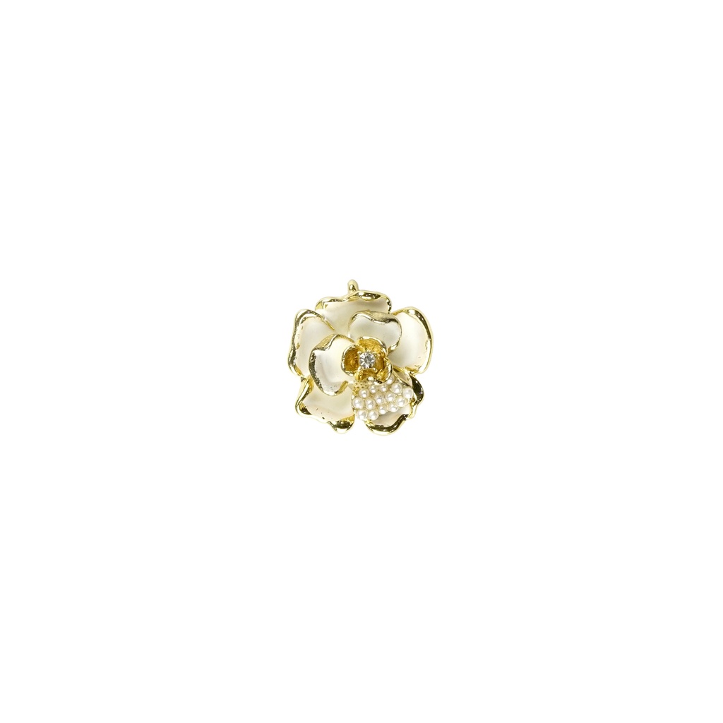 Elegant Rhinestone French Flower Button