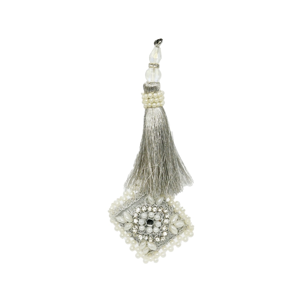 Fancy Metallic Yarn Pearl & Crystal Tassel